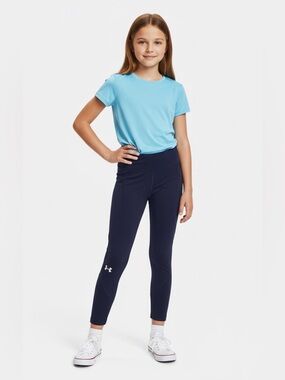 Under Armour Girls Navy Blue Fitted Leggings Size Medium